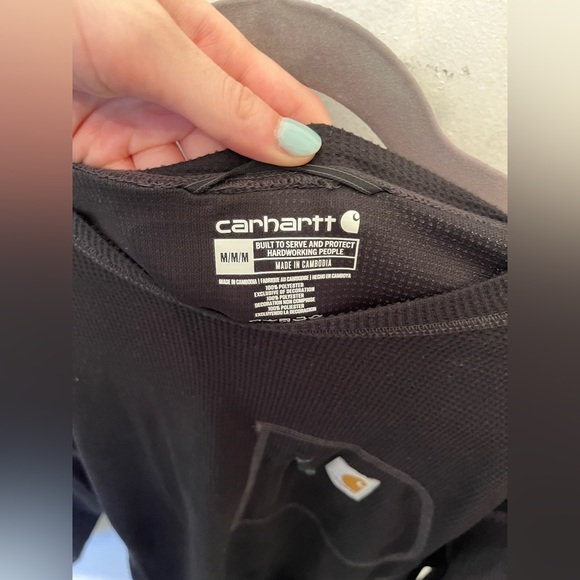 Carhartt Waffle Knit Thermal Long Sleeve Black Medium - Picture 2 of 4